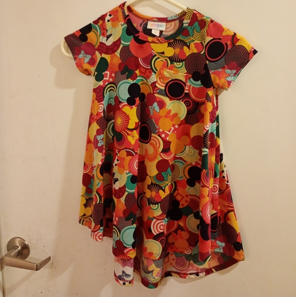 LuLaRoe Multicolor Geometric Dress Micky Mouse Print Kids